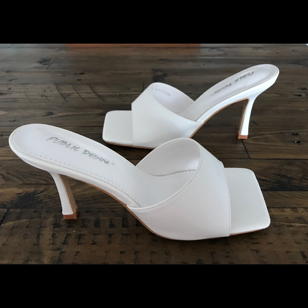 Public Desire square toe stiletto mule sandals 7